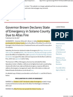 Governor Brown Declares State of Emergency in Solano County Due To Atlas Fire - Governor Edmund G. Brown JR