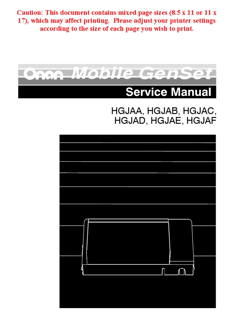 9830501D Onan HGJAA HGJAB HGJAC HGJAD HGJAE HGJAF Mobile Genset