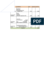 Hardware Specification Price Quantity Total Price