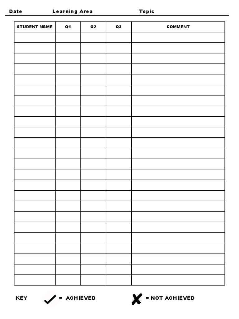 Date Learning Area Topic: Student Name Q1 Q2 Q3 Comment | PDF