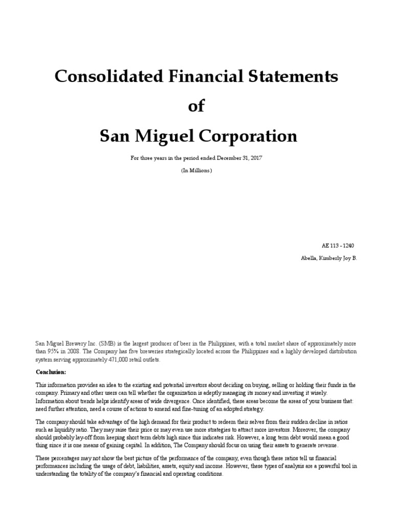 Consolidated Financial Statements | PDF | Business | Finance & Money ...