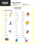 Fichas de Los Utiles Escolares en Ingles Gratis | PDF