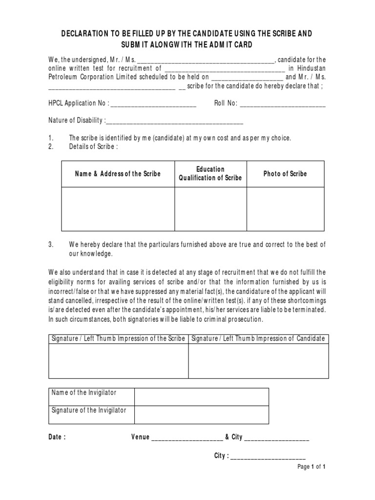 HP Scribe Declaration PDF | PDF