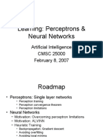Learning: Perceptrons & Neural Networks: Artificial Intelligence CMSC 25000 February 8, 2007