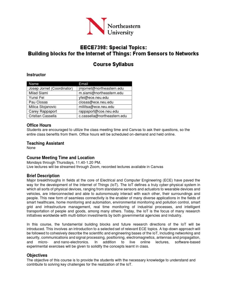 Course Syllabus - Building Blocks For The Internet of Things: From ...