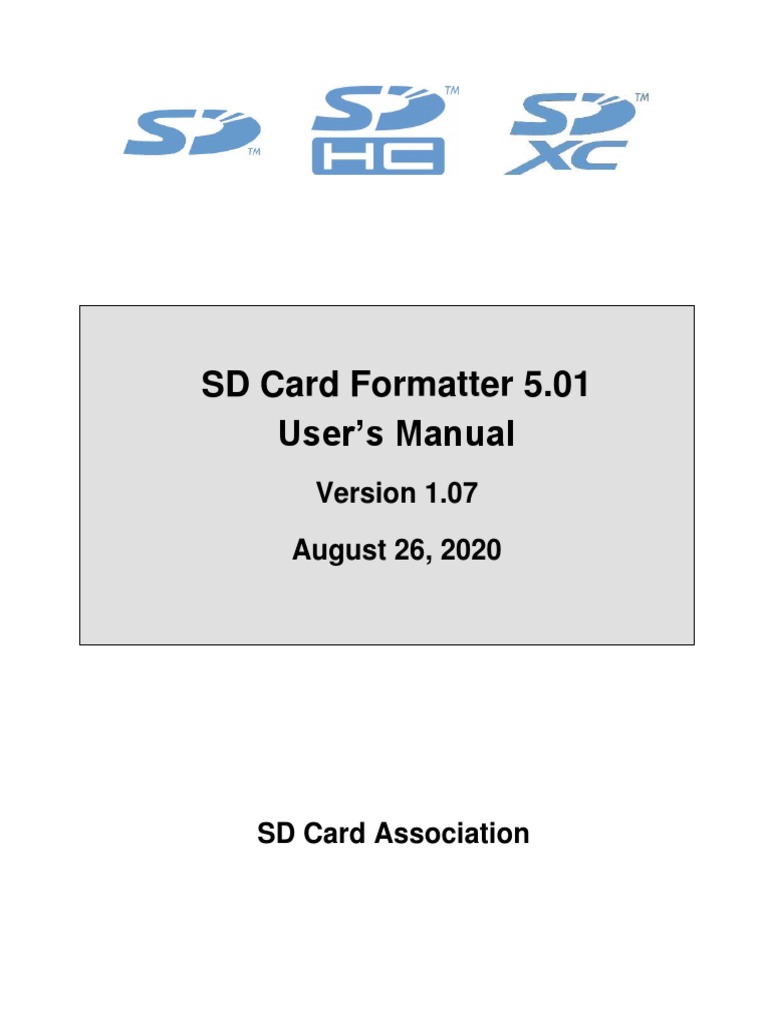 SD Card Formatter 5.01 User's Manual: August 26, 2020 | PDF | Mac Os ...