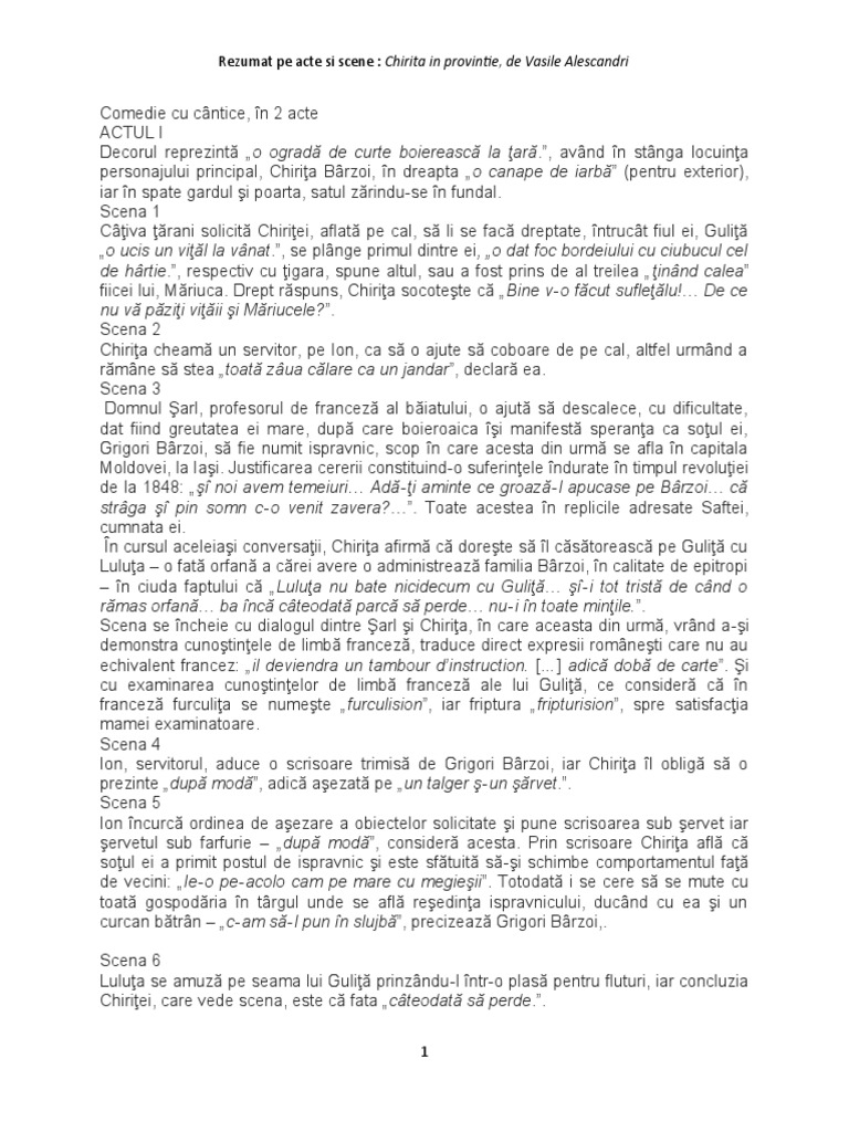 Puiul Rezumat Rezumat Chirita | PDF