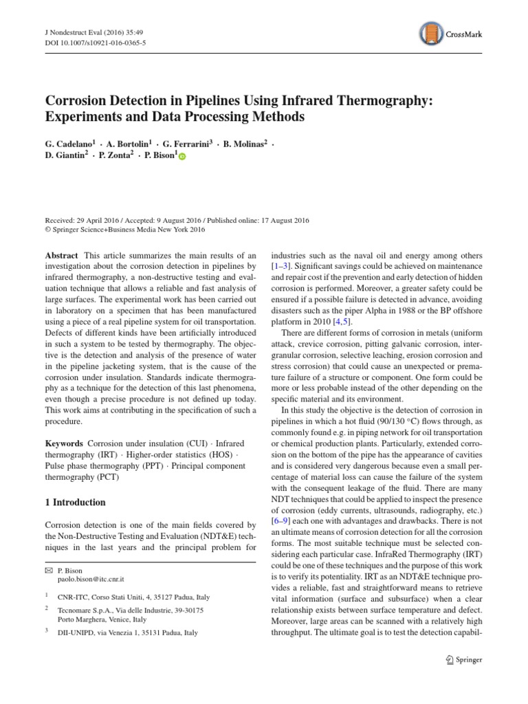 Corrosion Detection in Pipelines Using Infrared Thermography | PDF ...