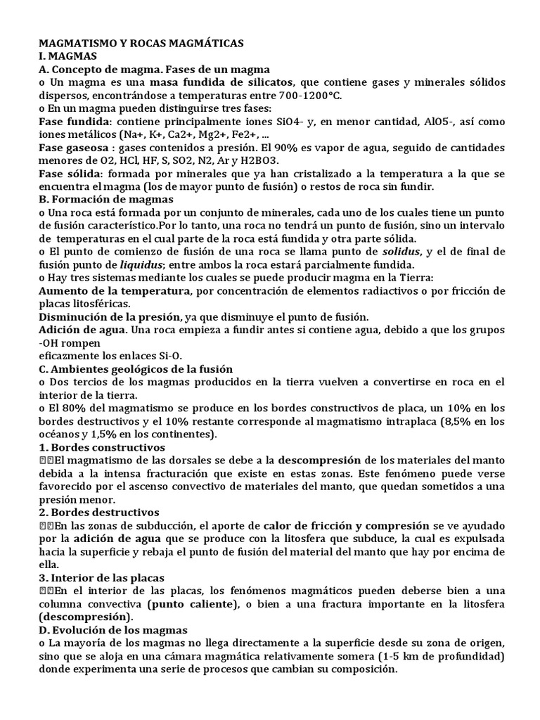Magmatismo y Rocas Magmáticas | PDF | Magma | Roca (geología)