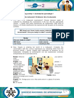 Mesero o El Cliente Clasificando Las Expresiones Del Recuadro en La Columna Correcta