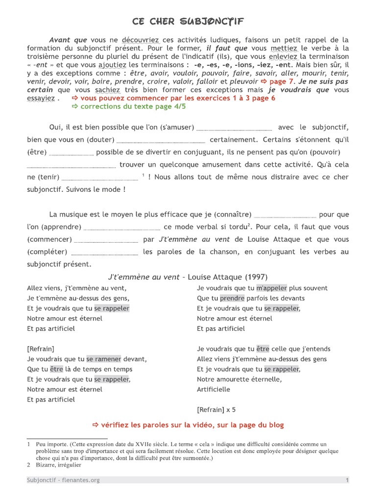 Ce Cher Subjonctif Pdf