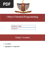 Object Oriented Programming: Lecture-13 Instructor Name