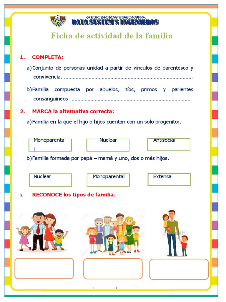 Ficha de Actividad - La Familia y Sus Tipos | PDF