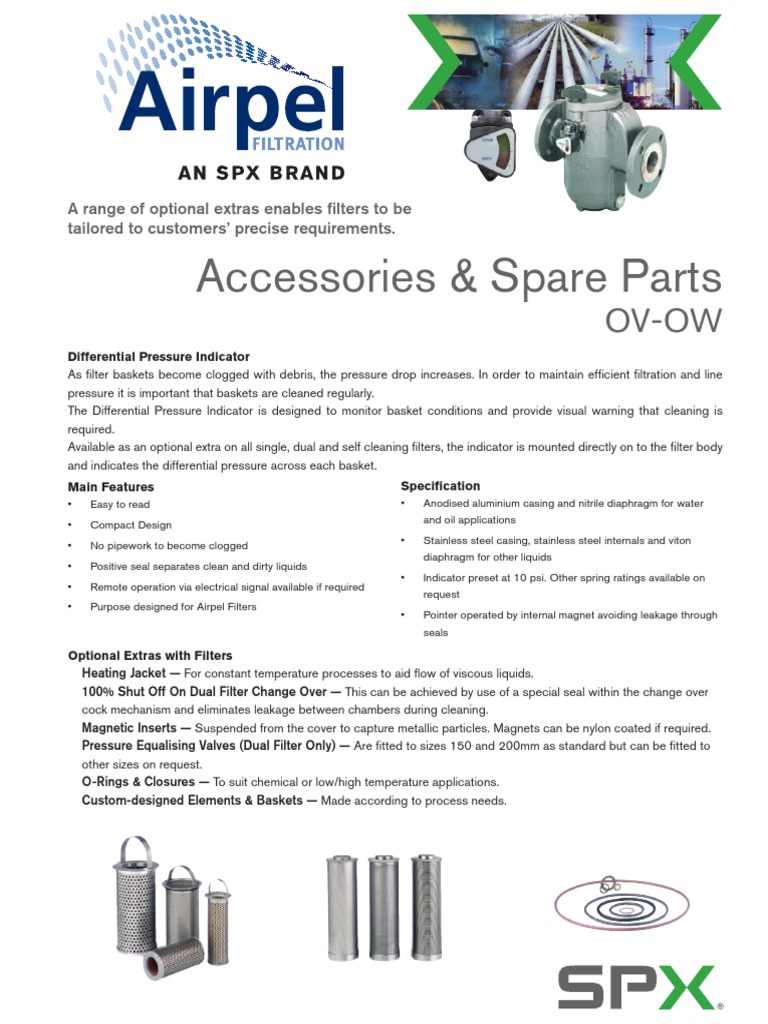 Airpel Filters Spare Parts List PDF Filtration Pressure Measurement