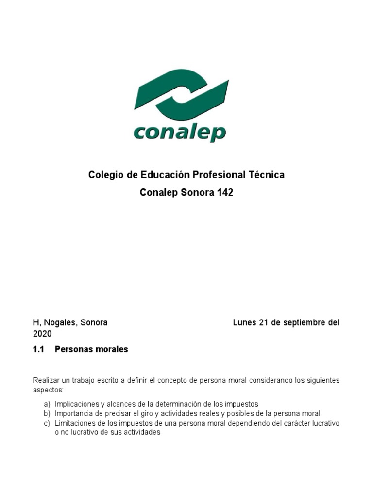 Concepto y obligaciones de personas morales | PDF