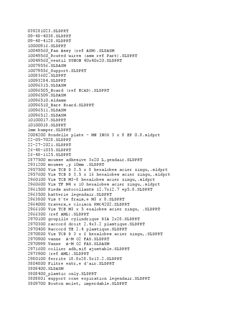 List of 3D CAD Files | PDF