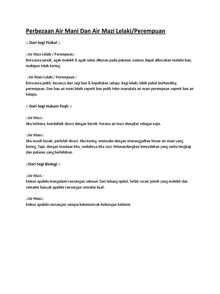 Perbezaan Air Mani Dan Air Mazi  PDF