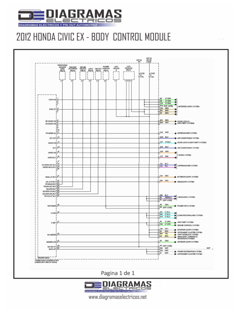 Diagrama Electrico - 2012 Honda Civic Ex Free | PDF, image size:768x1024