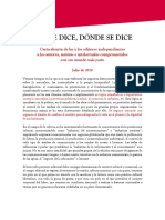 Carta Abierta de Los Editores Independientes A Autores e Intelectuales