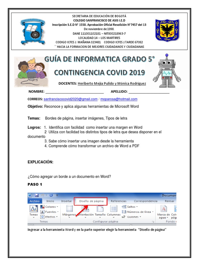 Guía de Informatica Grado 5 | PDF | Microsoft Word | Informática