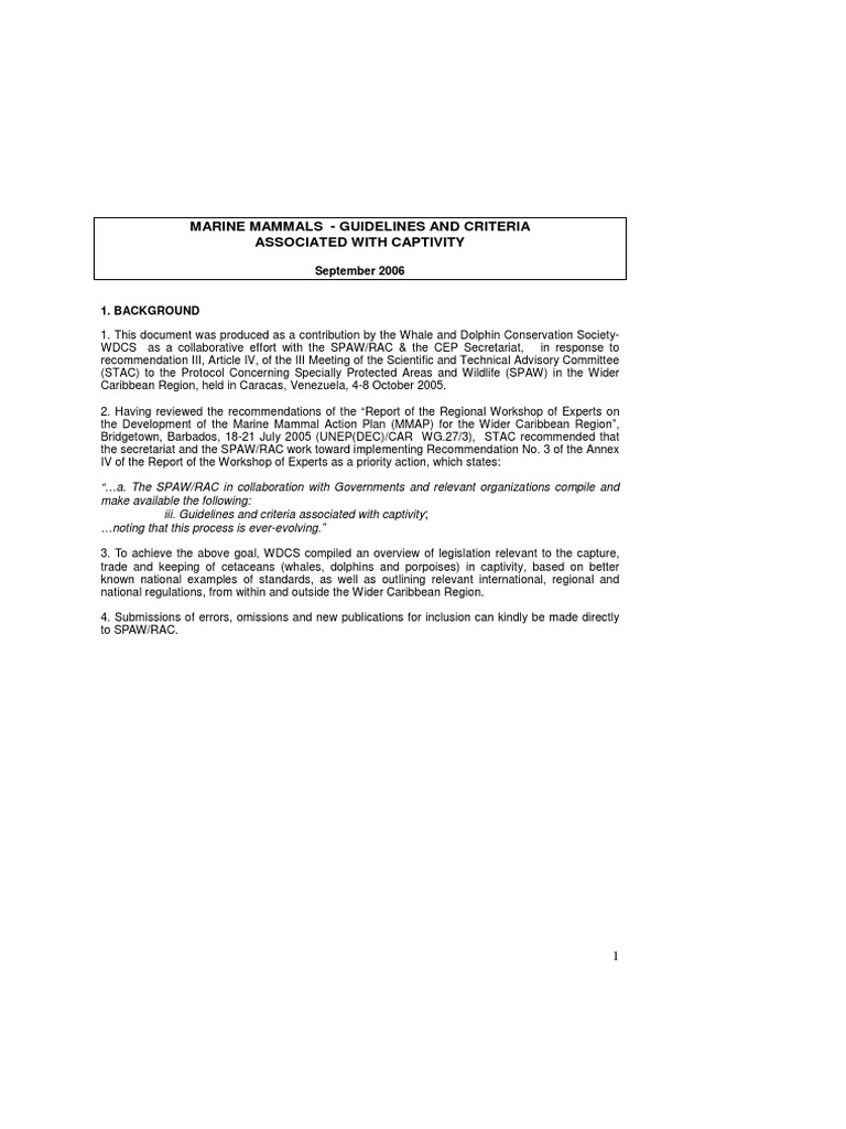 Dolphin Requirements | PDF | Cites | Marine Mammals