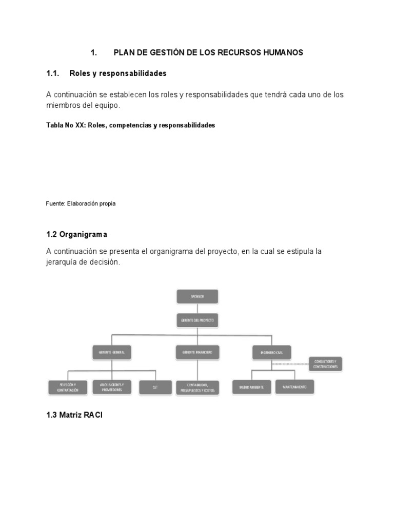 Plan de Gestión de Recursos Humanos | PDF | Gestión de recursos humanos ...