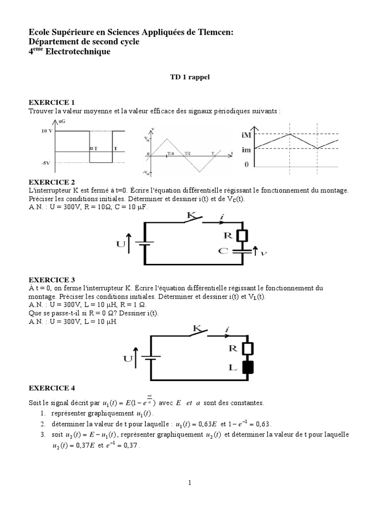 Td11 Analyse Mathematique Electrotechnique