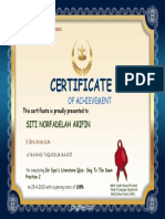 Certificate For SITI NORFADELAH ARIFIN For - Sir Syai's Literature Quiz - Sing To The Dawn Practice 2