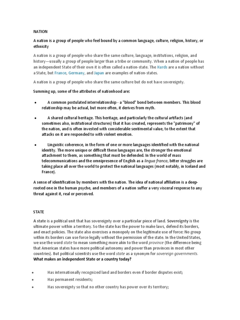 Nation Vs State | PDF | Sovereign State | Nation
