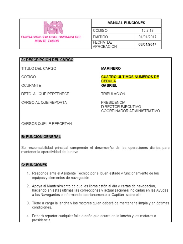 Funciones Marinero Gabriel | PDF | Barcos | Transporte