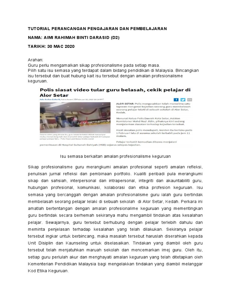 Tutorial Perancangan Pengajaran Dan Pembelajaran  PDF