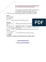 Calcular La Tasa de Crecimiento de La Población Total Utilizando La Fórmula de Crecimiento Poblacional Compuesto