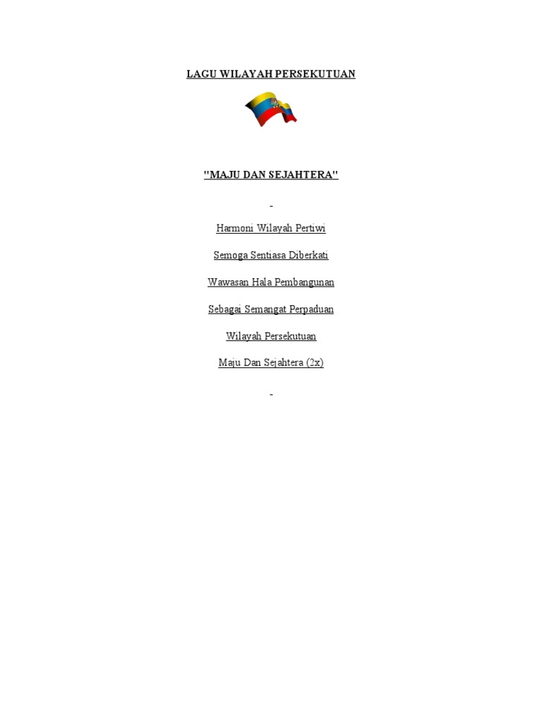 Lagu Wilayah Persekutuan Pdf