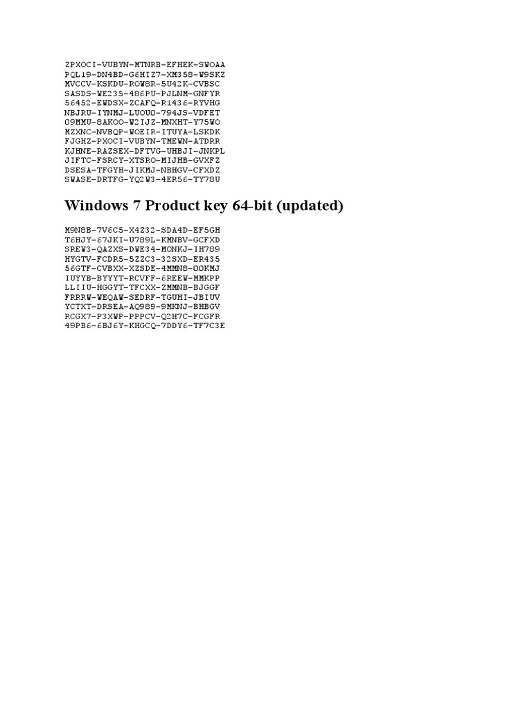 Windows 7 64-bit Product Keys List | PDF | Business | Technology ...