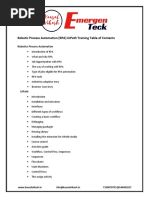 Robotic Process Automation (Rpa) Uipath Training Table of Contents