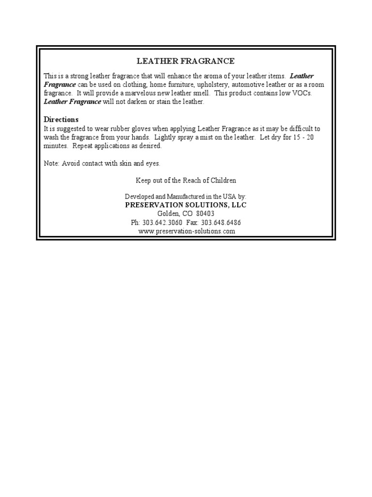 Leather Fragrance Directions 11 14 12 | PDF
