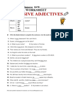Possessive Adjectives: Grammar Worksheet