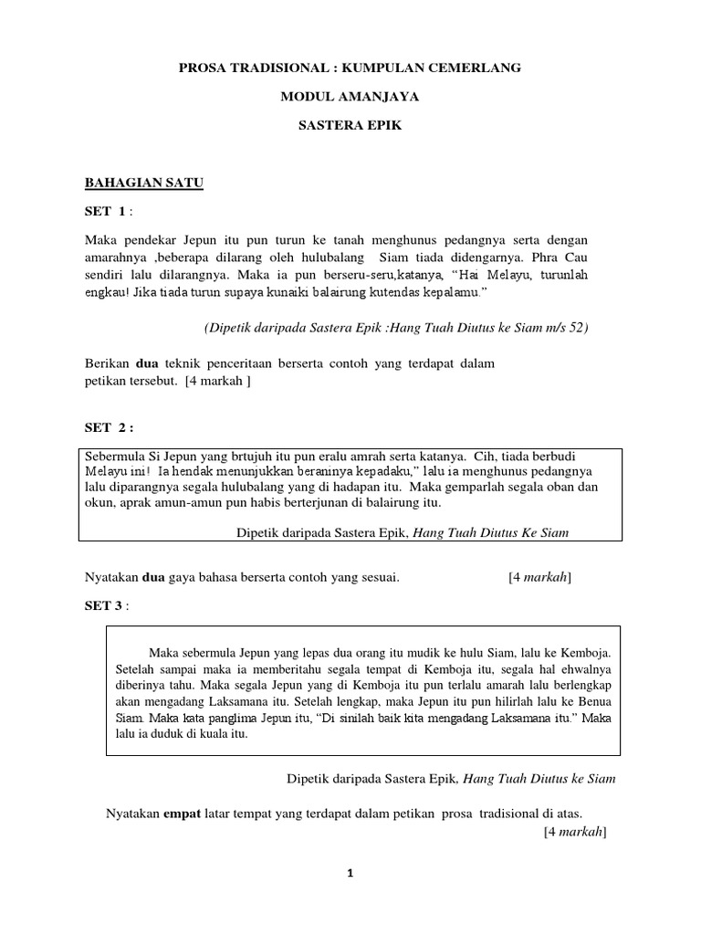 Modul Cemerlang Prosa Tradisional | PDF | Puisi | Klasik