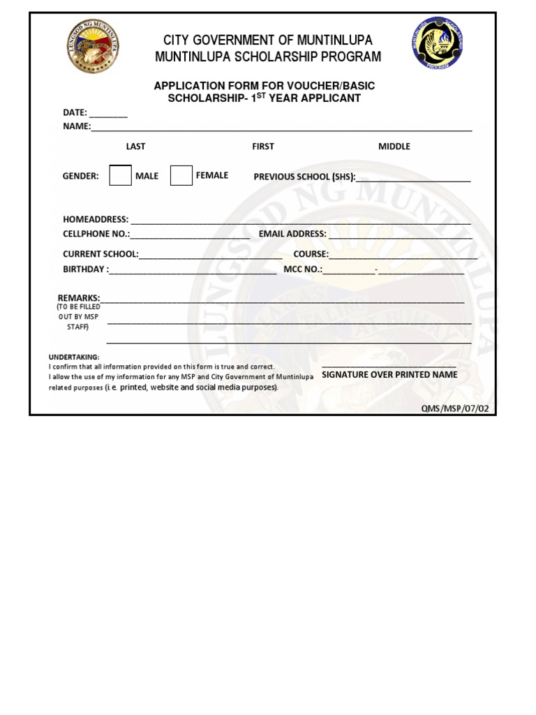City Government of Muntinlupa Muntinlupa Scholarship Program | PDF ...