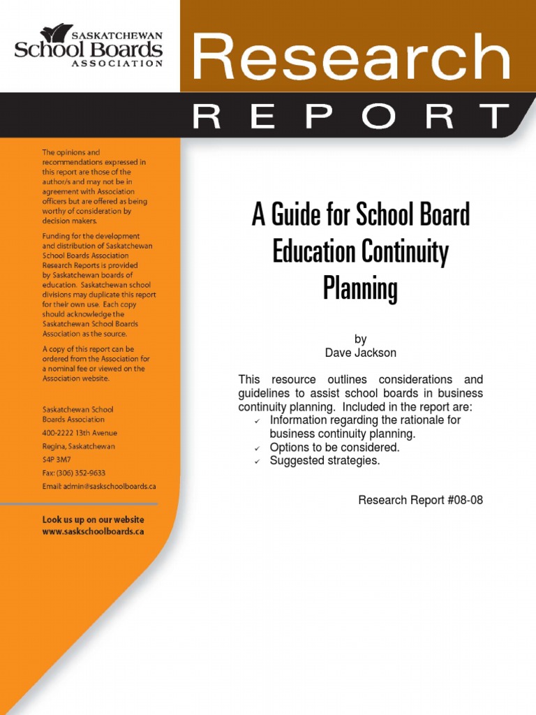 School Board Education Continuity Guide | PDF | Emergency | Business