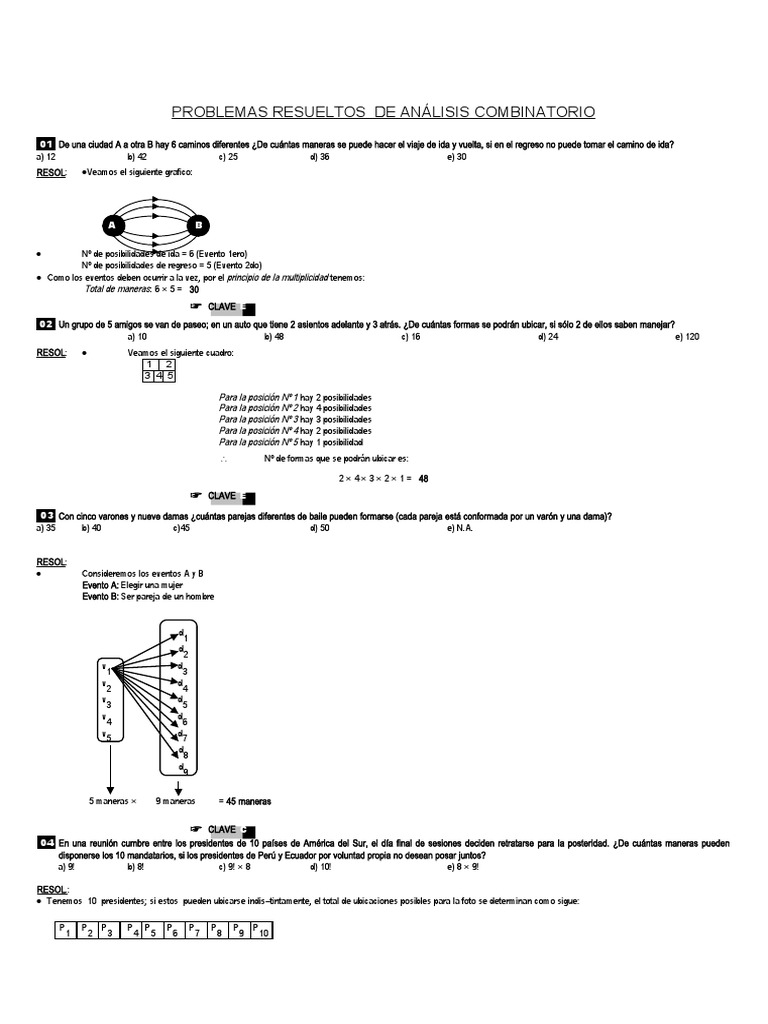 Problemas Resueltos de Análisis Combinatorio | PDF | Enseñanza de ...