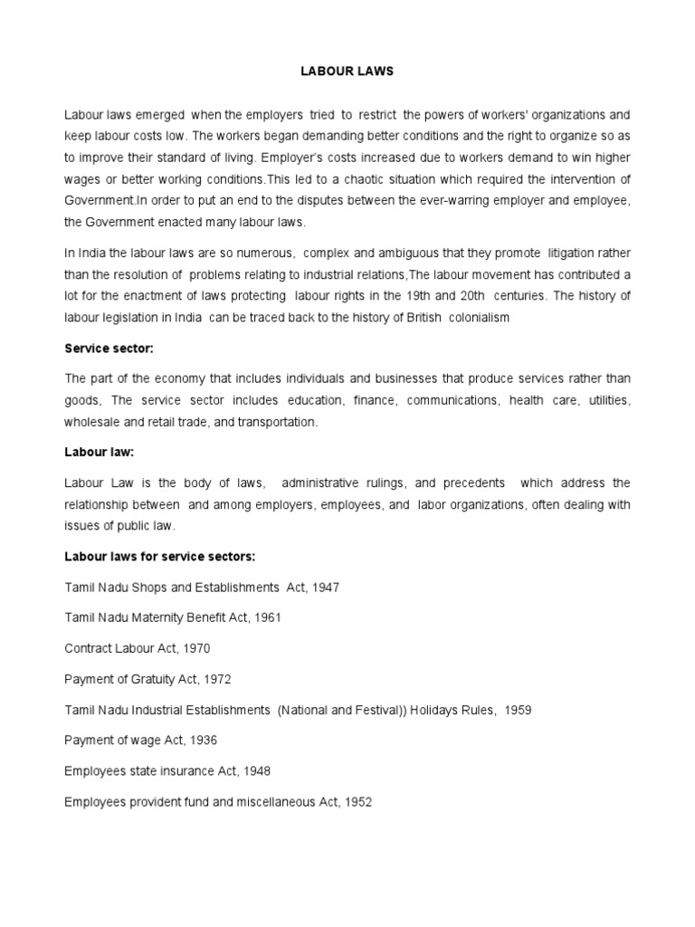 Labour Laws | PDF | Employment | Labour Law