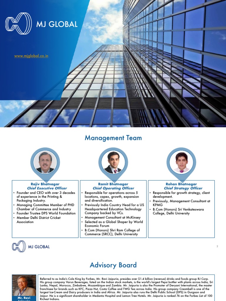 MJ Global: Leaders in Printing & Packaging | PDF | Printing | Beverages