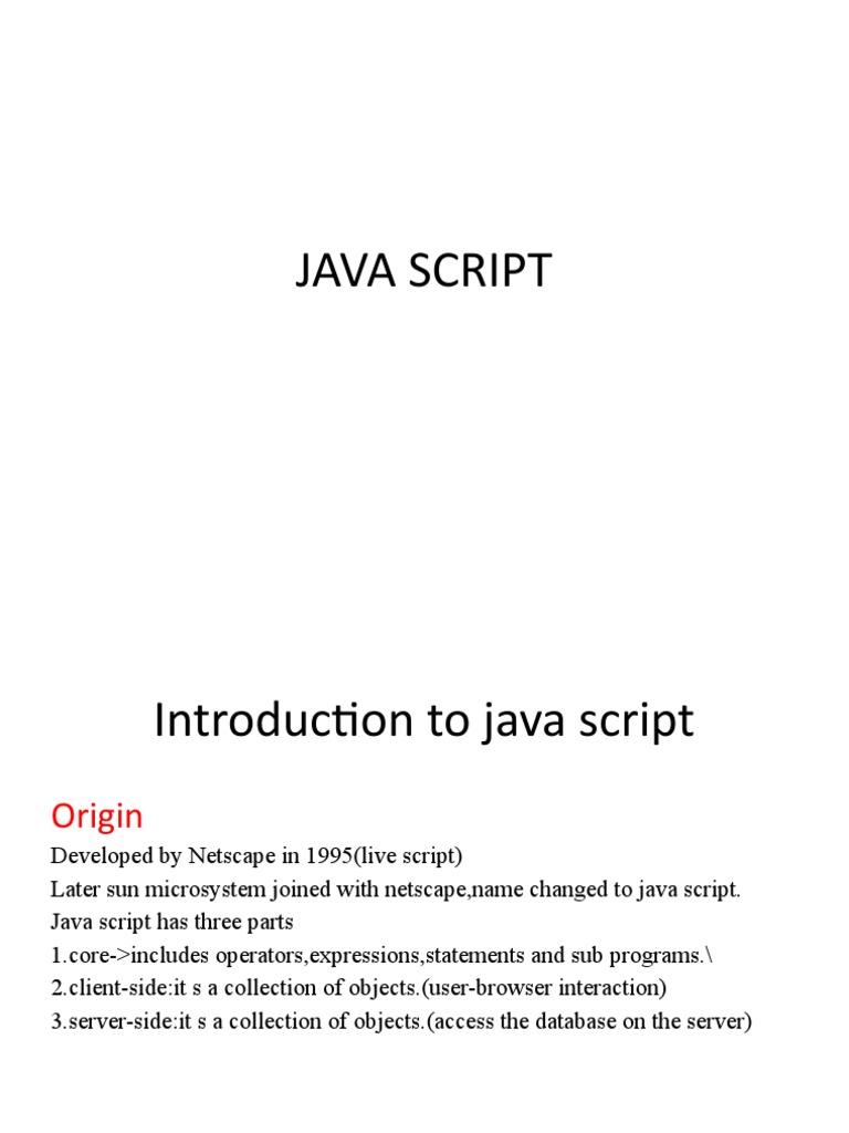 Java Script Unit2 Scripting Language Java Programming Language