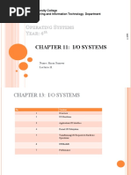 Chapter 11: I/O Systems: Al-Mansour University College Software Engineering and Information Technology Department