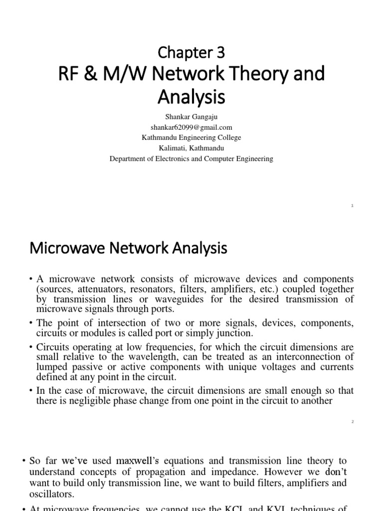 Microwave Network Analysis Techniques | PDF | Transmission Line ...