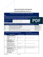 ECITB Approved Training Provider Approval Self-Assessment Equipment Check List