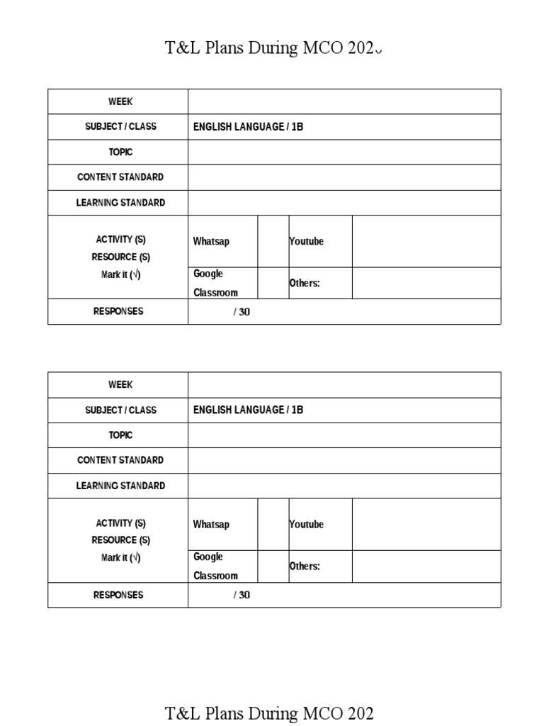 T&L Plans During MCO 2020 | PDF