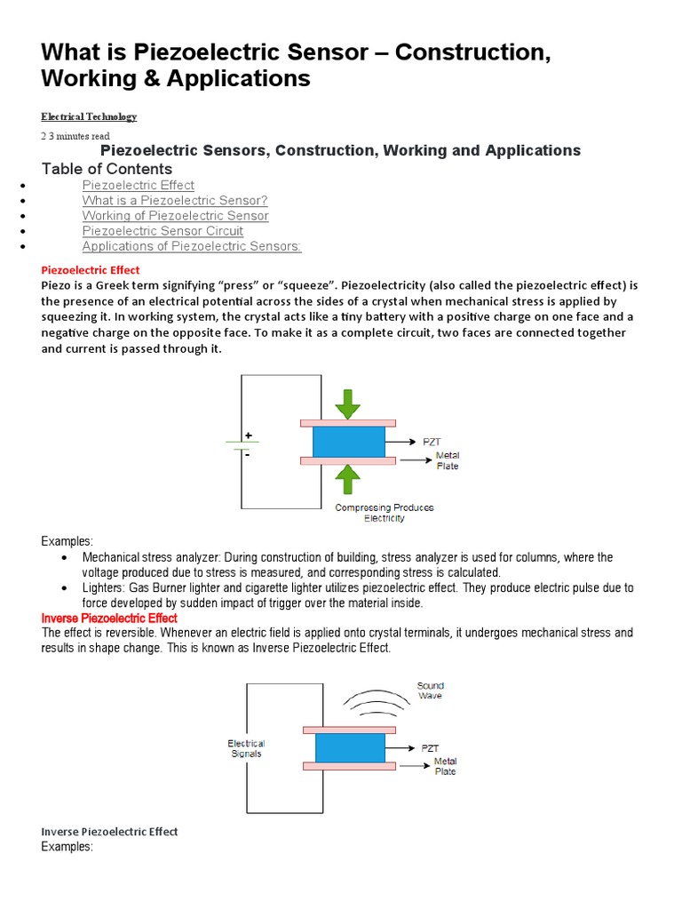 What Is Piezoelectric Sensor Construction, Working & Applications