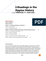 GEC 2:readings in The Philippine History: FIRST SEMESTER, F.Y. 2020-2021